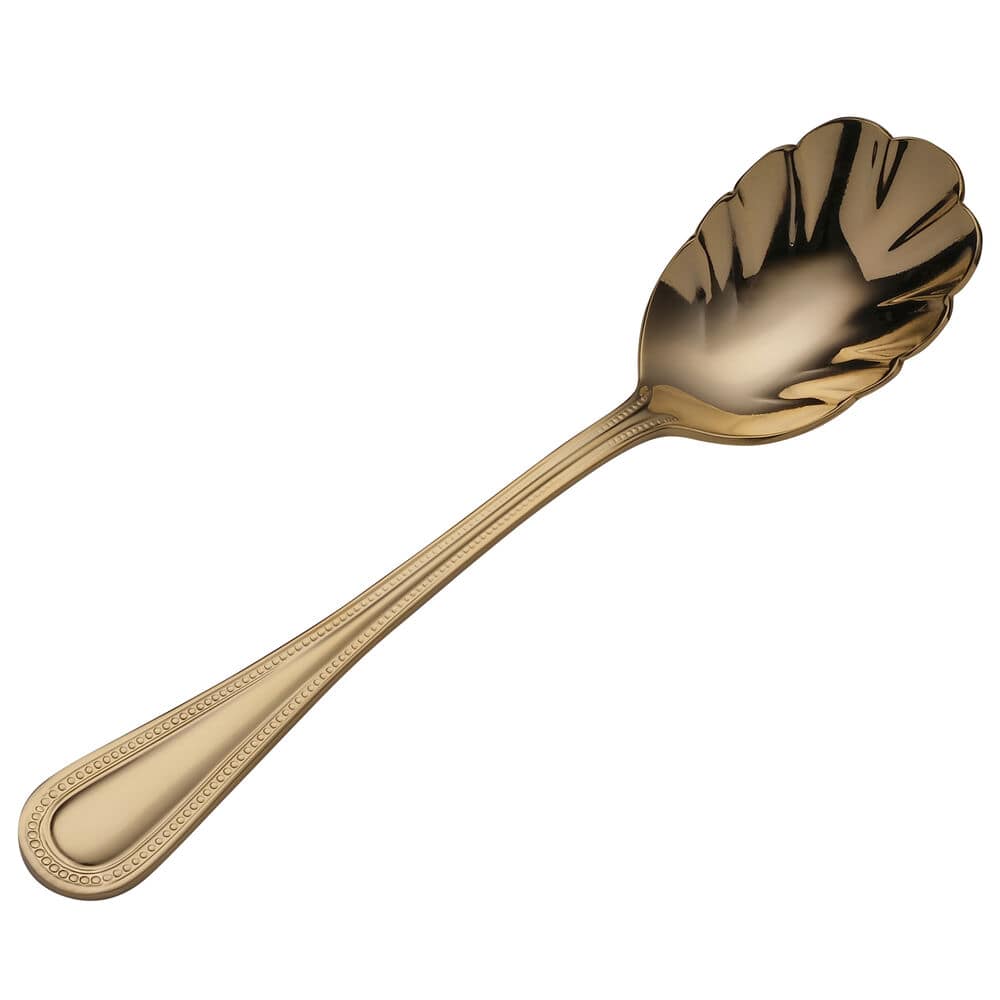 Gold plated scalloped edge serving spoon from Towle Hotel flatware set
