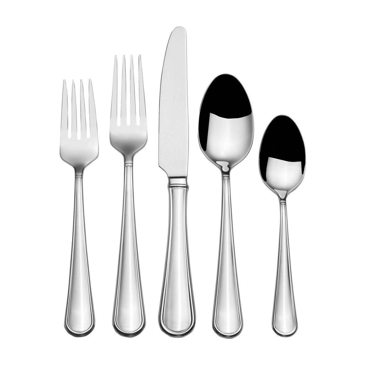 Open wooden flatware organizer with forks spoons and knives laid out for service for 12