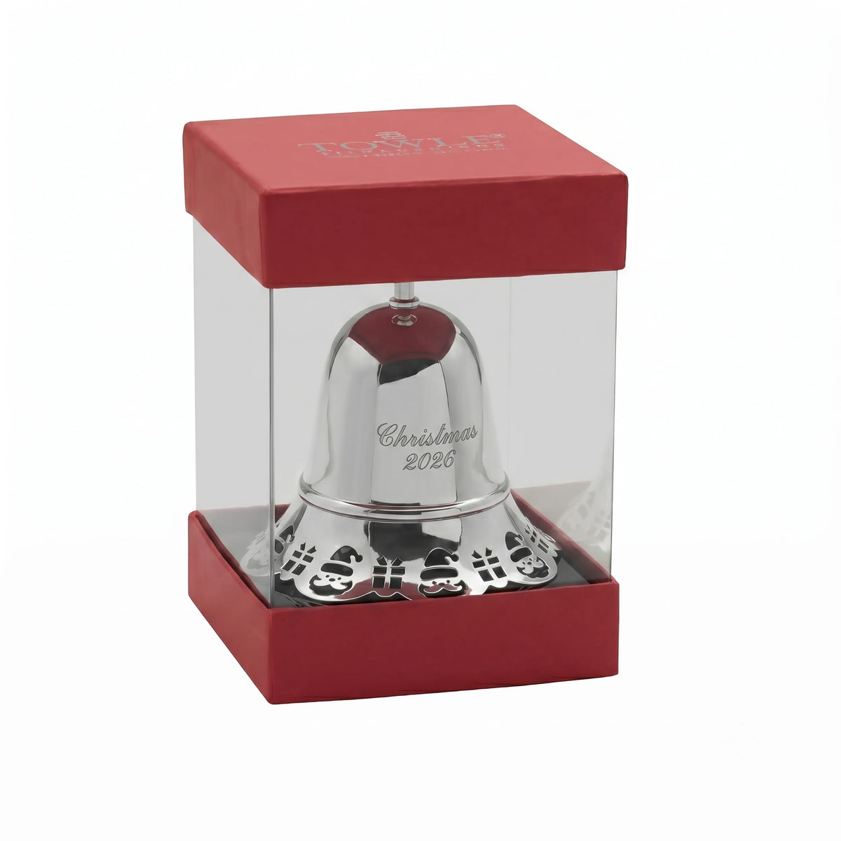 Red box lid featuring Towle 2026 branding atop a clear display box