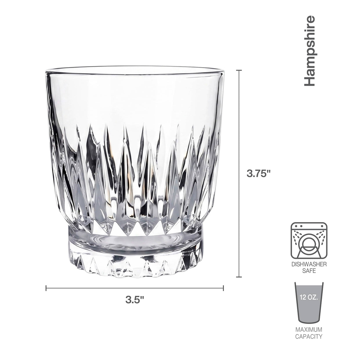Hampshire crystal double old fashioned glass with diamond-cut pattern