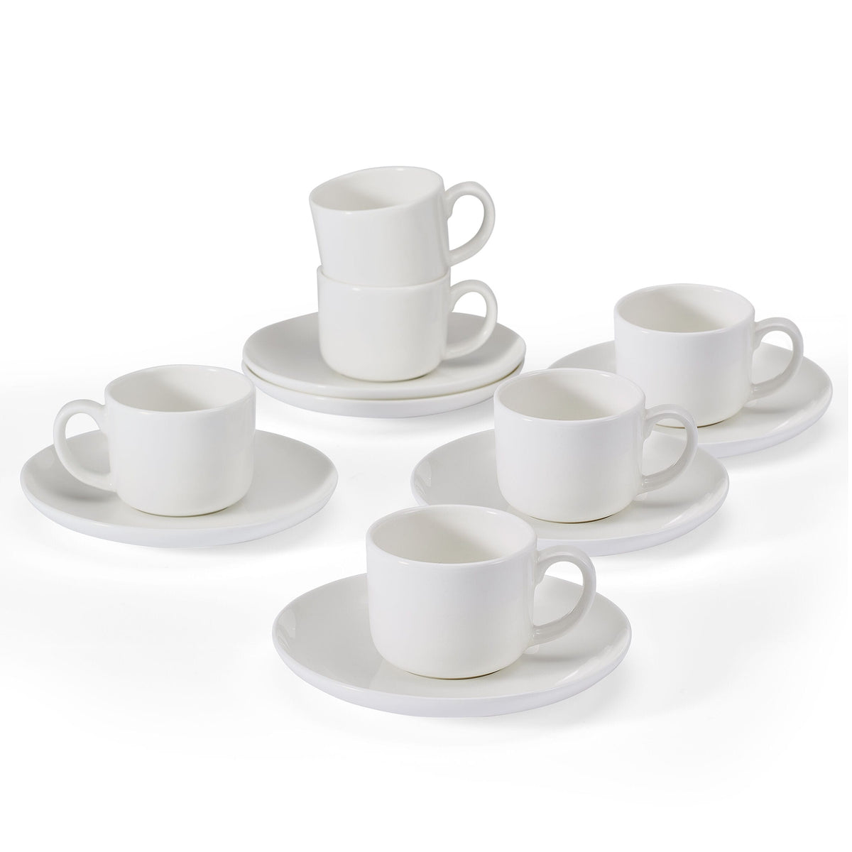 Set of 6 Espresso Cups and Saucers