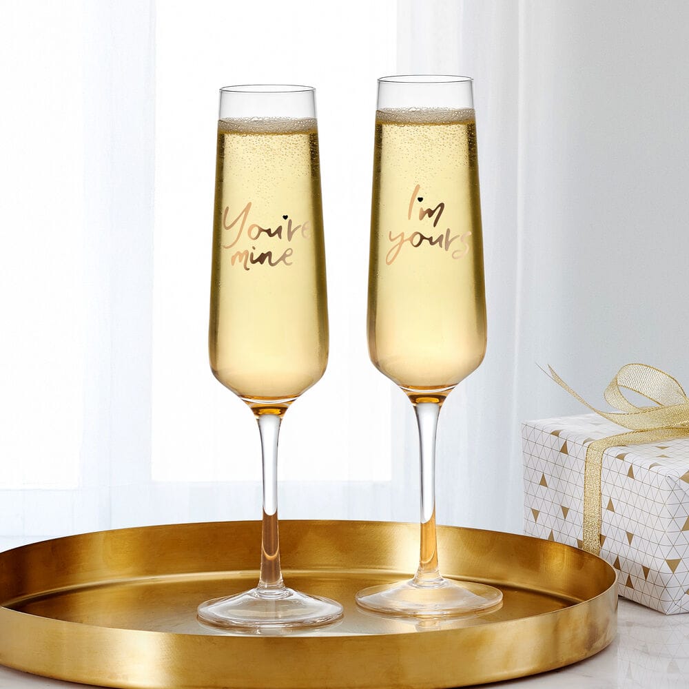 Champagne Flutes Set of 2 Mine and Yours