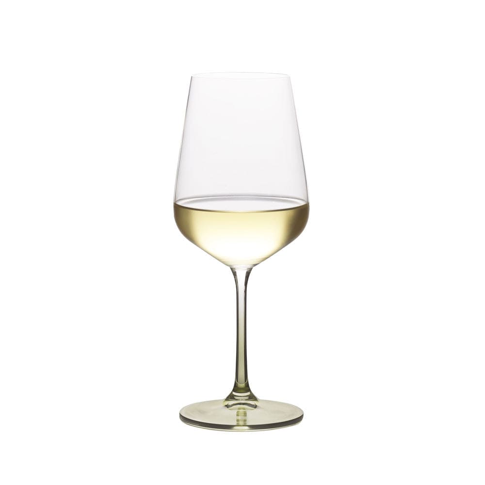 Gianna Ombre Sage white wine glass on white background