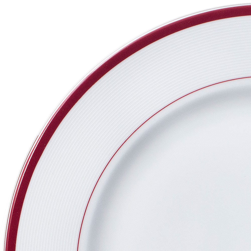 Jet Set Red dinner plate close-up showing white center and bold red rim.