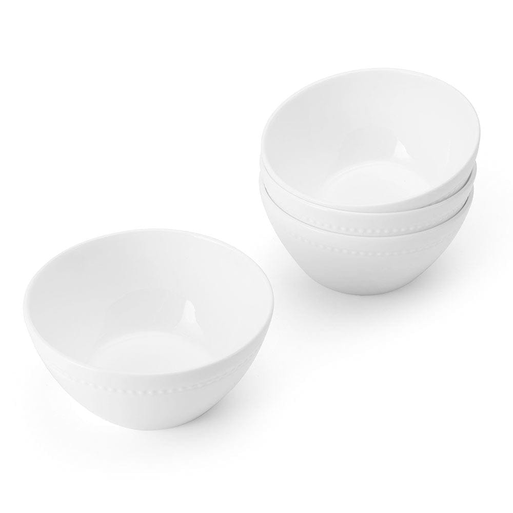 Two white Loria soup cereal bowls stacked together