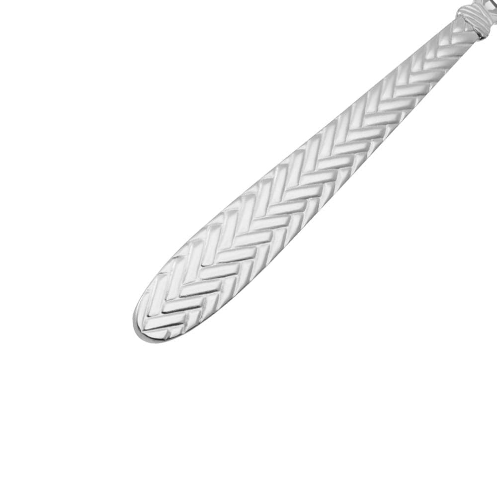 Reins flatware handle with woven chevron pattern