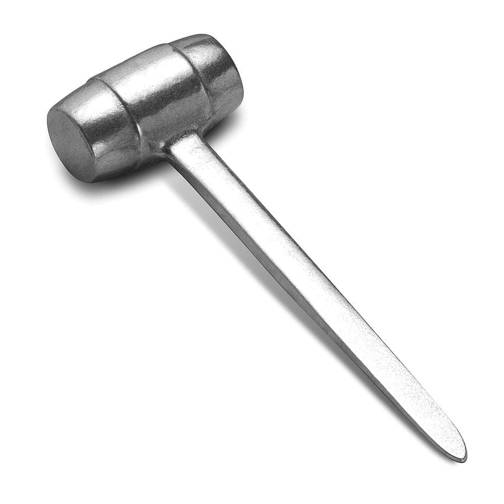 Metal seafood mallet with a cylindrical head and long handle