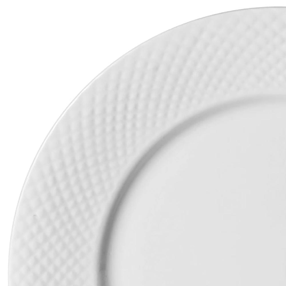 Close up of the textured edge on a Stanton dinner plate.