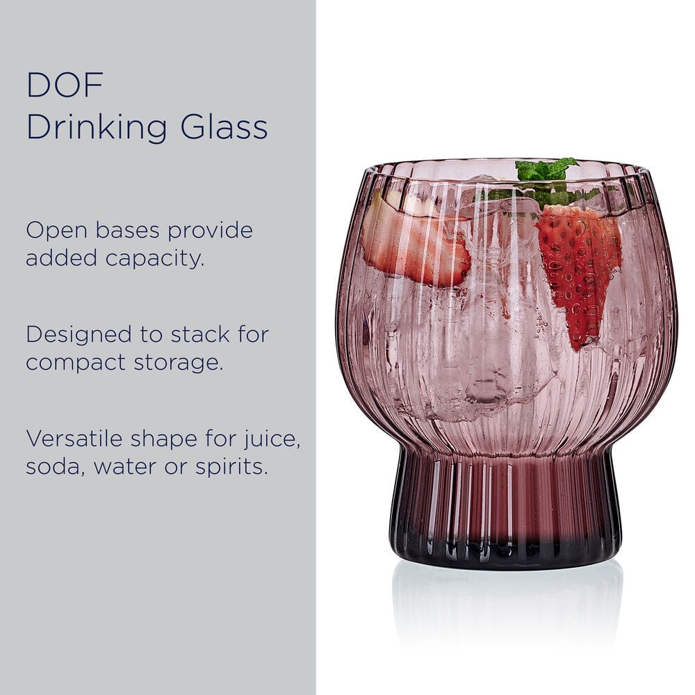 Phoebe Optic Lilac double old fashioned glass with ribbed sides and dark base