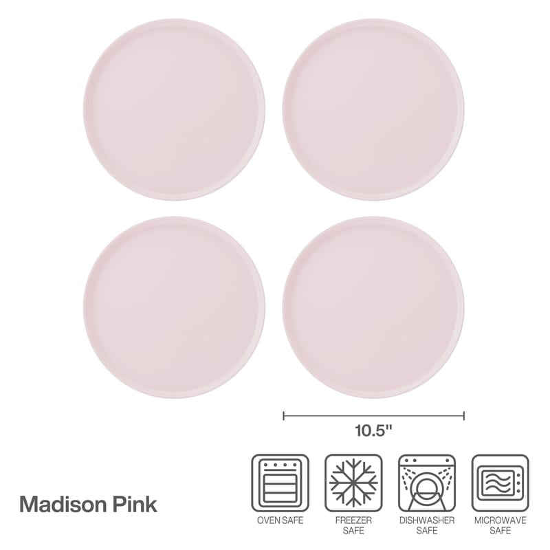 Madison Pink set of four dinner plates arranged in a 2x2 grid