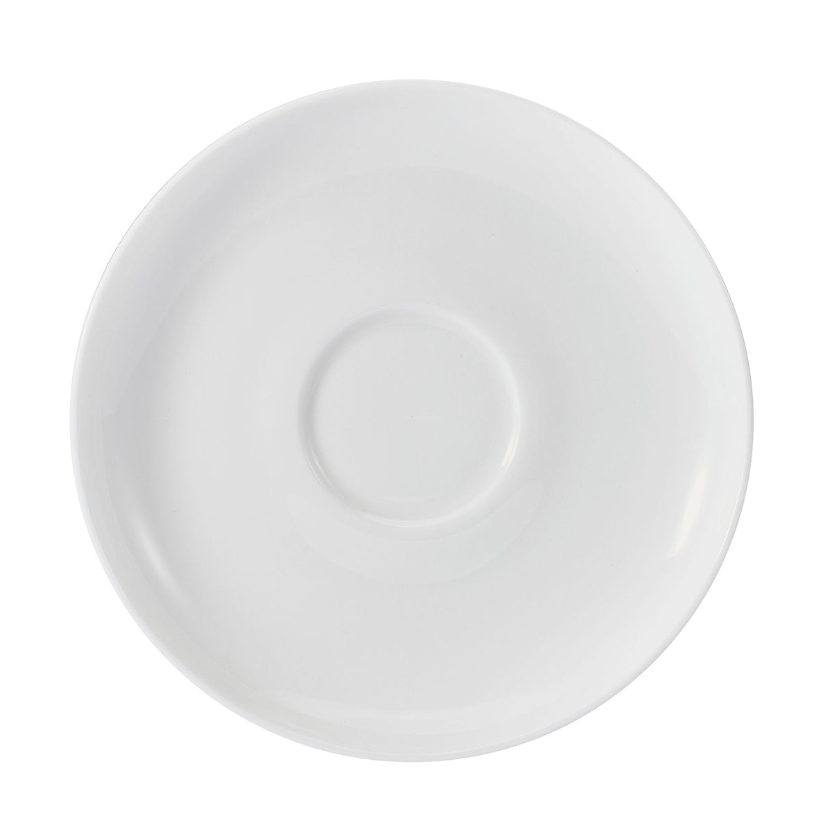 Close up of a white saucer showing its curved edge