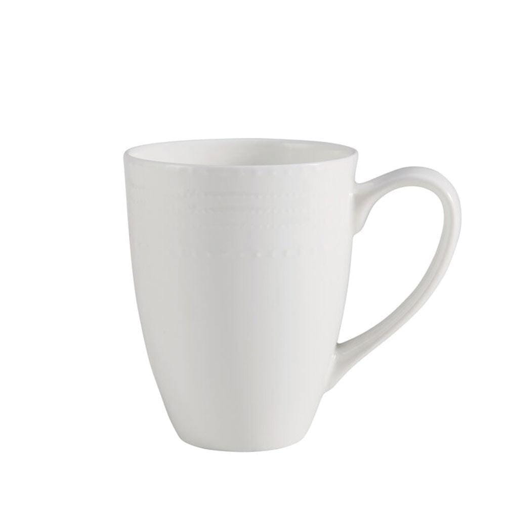 Annabel white ceramic mug with a subtle textured band.