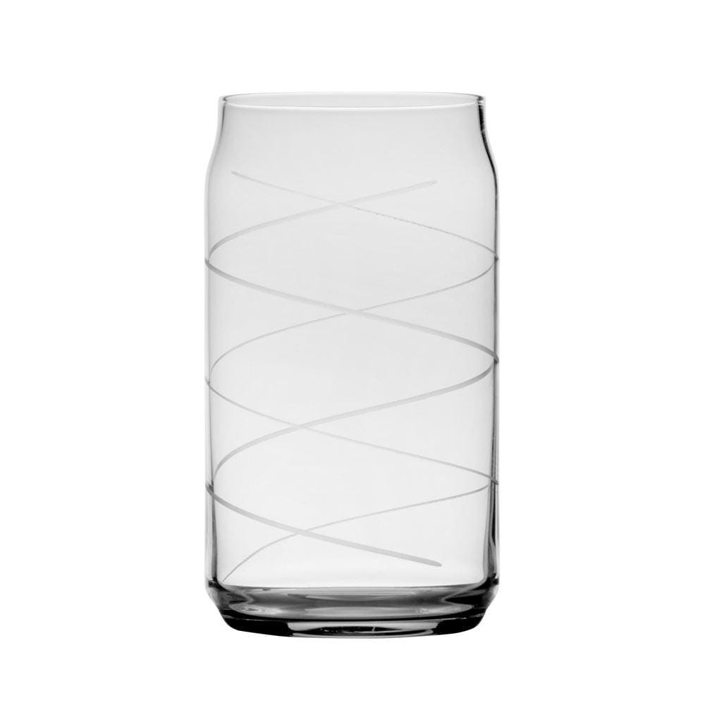 Clear Cheers seltzer glass with a white spiral wrap design