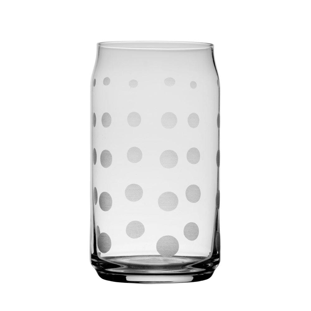 Clear Cheers seltzer glass with light gray polka dots.