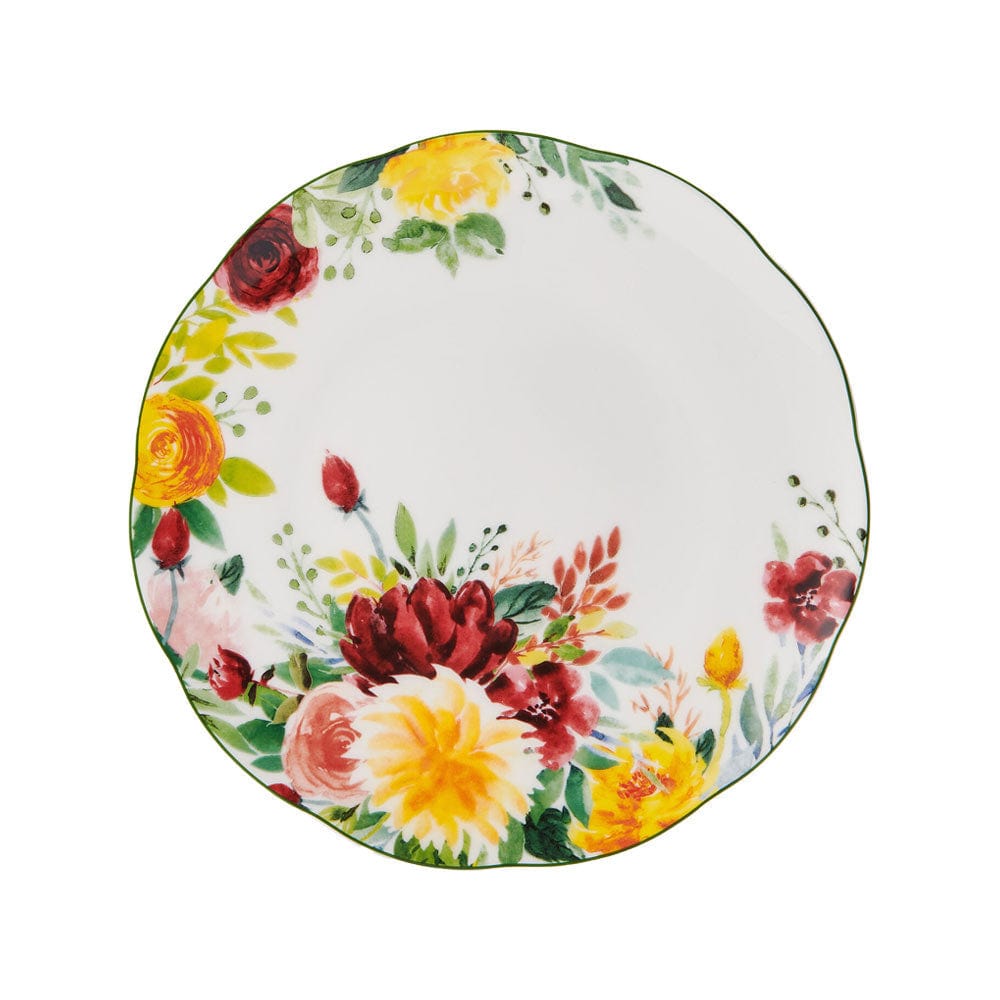 Clara salad plate from the set with bright floral border and white center