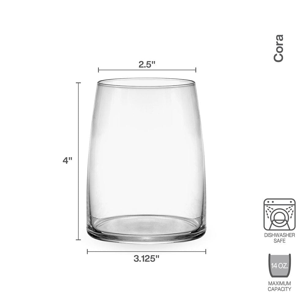 Cora set of four double old fashioned whiskey glasses with rounded bowls