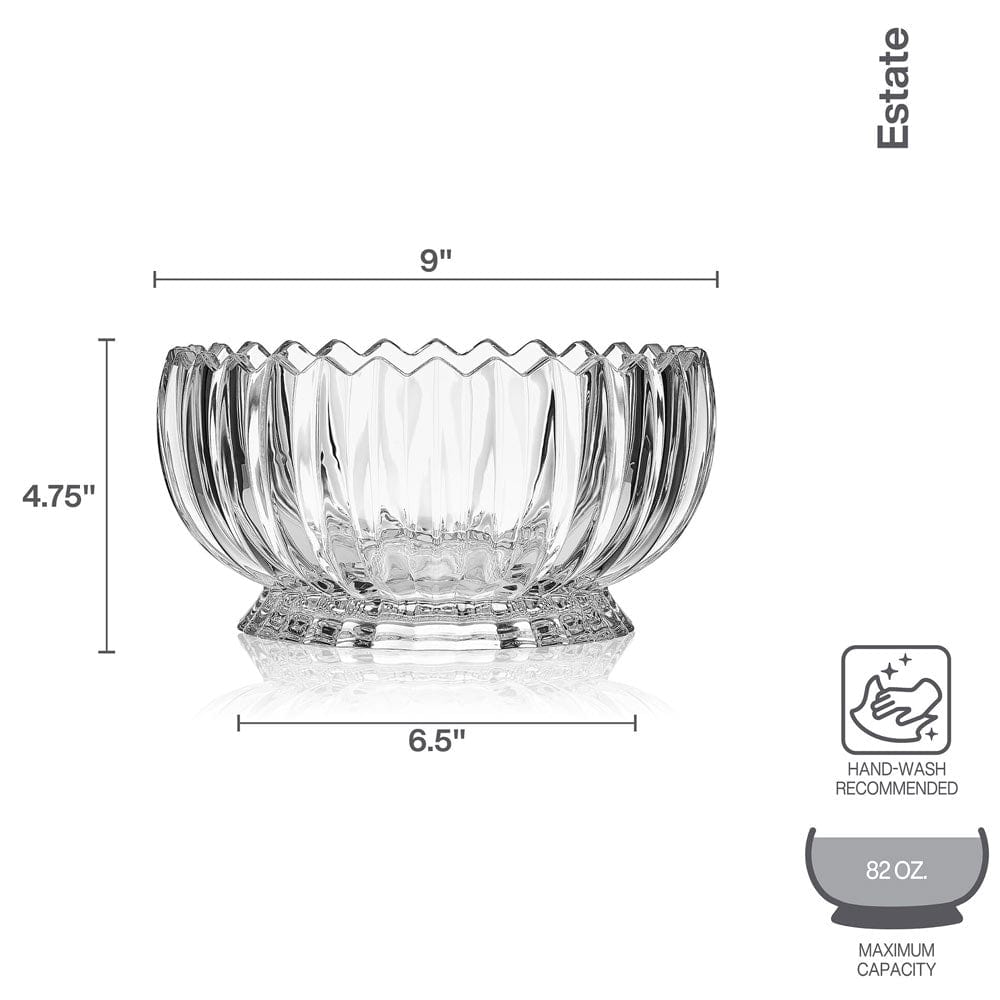 Estate Crystal Centerpiece Bowl with vertical facets and decorative pedestal base