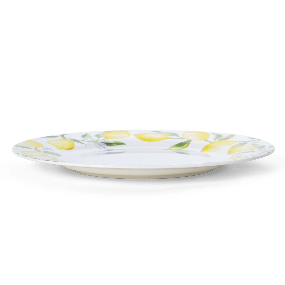 Flat dinner plate with lemon motif around the edge
