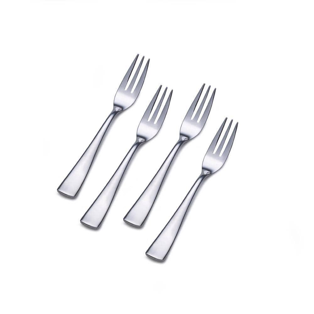 Serena four piece appetizer forks in polished stainless steel