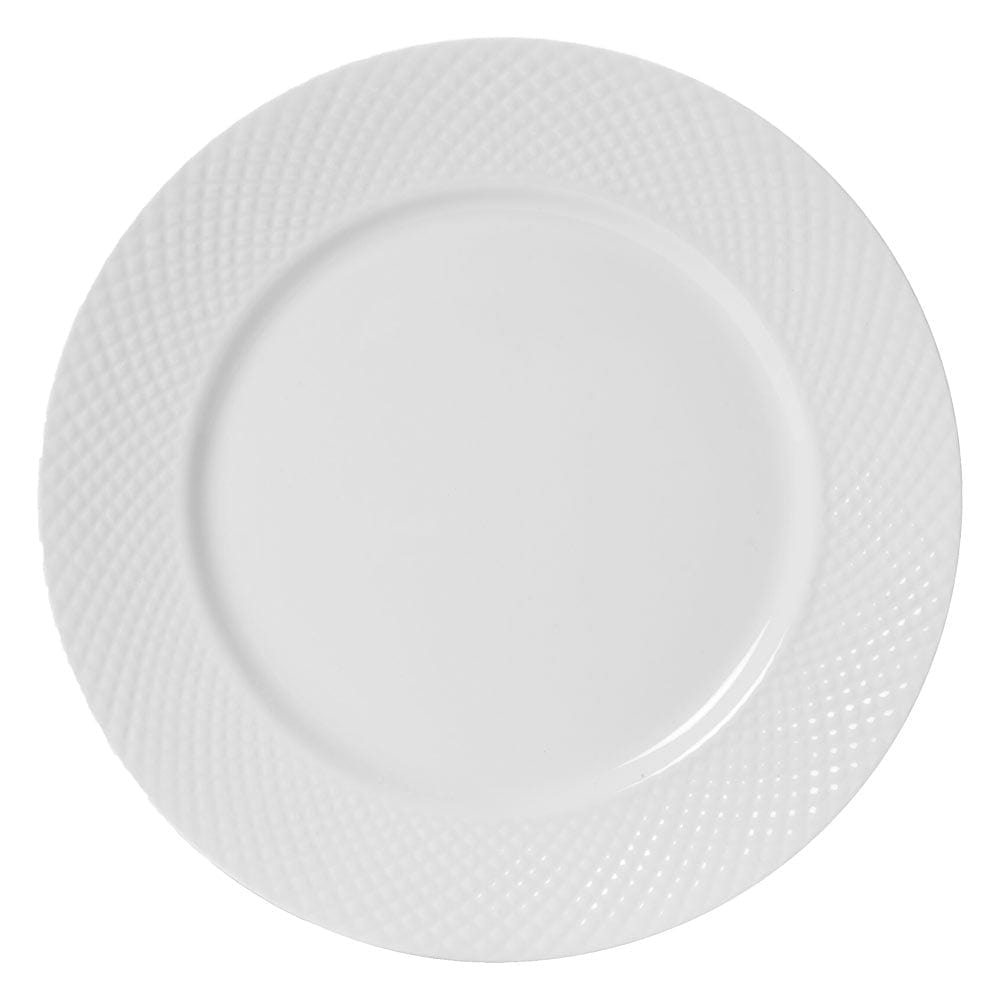Stanton white dinner plate from the set of four with a textured diamond rim